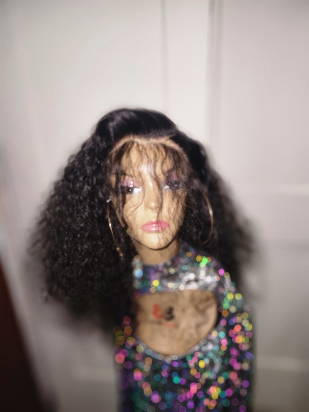 Natural Black Curly Lace Front Wig - Soft Baby Hair